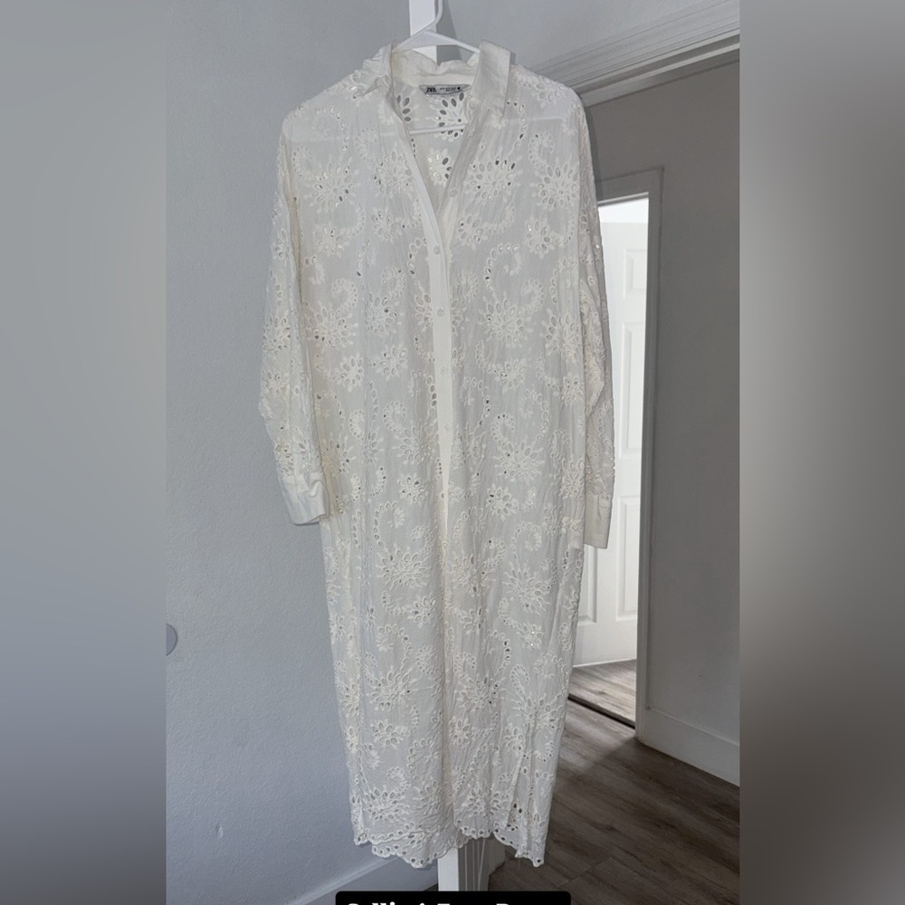Zara White Lace Midi Dress